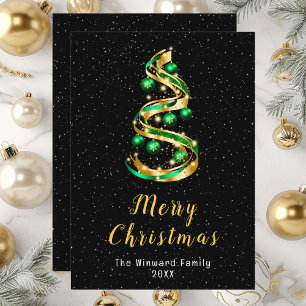 Cartes Pour Fêtes Annuelles Ornements verts et or Joyeux Noël