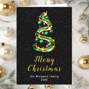 Cartes Pour Fêtes Annuelles Ornements verts et or Joyeux Noël