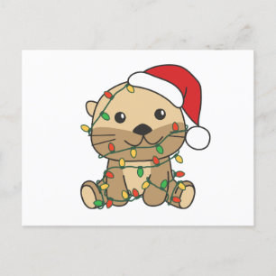 Cartes Pour Fêtes Annuelles Otter Christmas Winter Animaux Vacances Otters