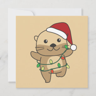 Cartes Pour Fêtes Annuelles Otter Christmas Winter Animaux Vacances Otters