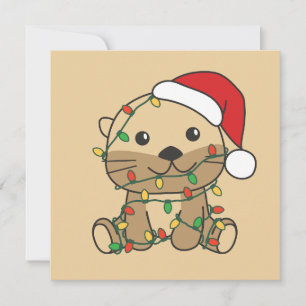 Cartes Pour Fêtes Annuelles Otter Christmas Winter Animaux Vacances Otters