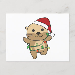 Cartes Pour Fêtes Annuelles Otter Christmas Winter Animaux Vacances Otters