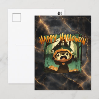 Cartes Pour Fêtes Annuelles Otter effrayé en costume citrouille d'Halloween
