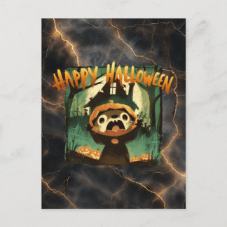 Cartes Pour Fêtes Annuelles Otter effrayé en costume citrouille d'Halloween