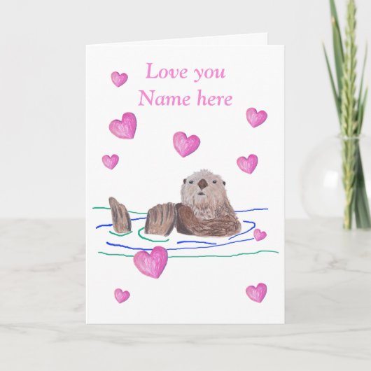 Cartes Pour Fêtes Annuelles Otter Valentine (Devant)