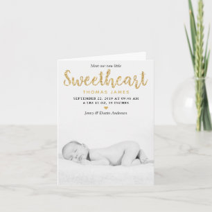 Cartes Pour Fêtes Annuelles Our Little Sweetheart Photo Birth Announcement