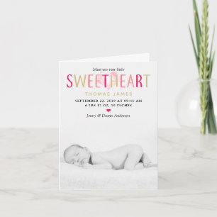 Cartes Pour Fêtes Annuelles Our Little Sweetheart Photo Birth Announcement