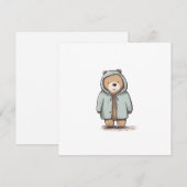 Cartes Pour Fêtes Annuelles Ours à petite aquarelle mignon (Devant / Derrière)
