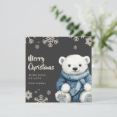 Cartes Pour Fêtes Annuelles Ours blanc de Noël mignon avec un pull douillet (Debout devant)