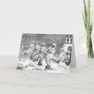 CARTES POUR FÊTES ANNUELLES OURS BLANCS ICESKATING