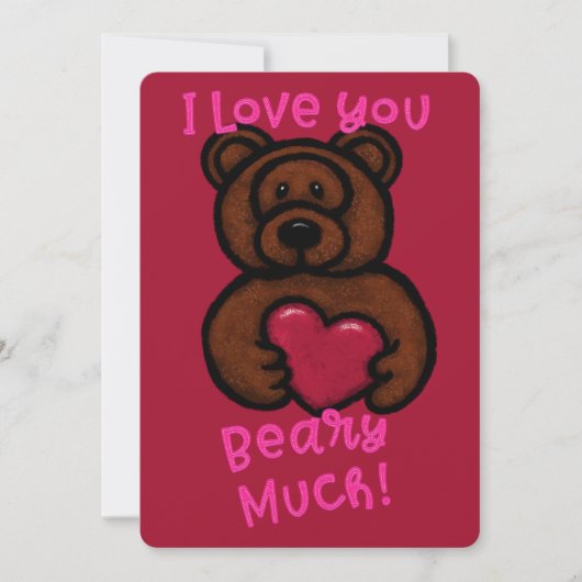 Cartes Pour Fêtes Annuelles Ours Brown Fuzzy Valentine (Devant)