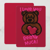 Cartes Pour Fêtes Annuelles Ours Brown Fuzzy Valentine (Devant / Derrière)
