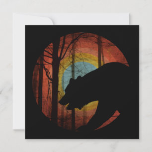 CARTES POUR FÊTES ANNUELLES OURS DANS LES BOIS FORET VINTAGE