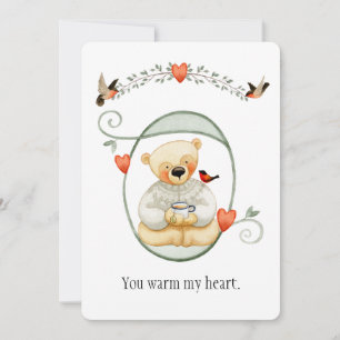 Cartes Pour Fêtes Annuelles Ours de coeur doux et chaud Valentine