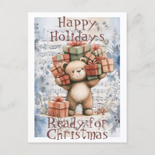 Cartes Pour Fêtes Annuelles Ours de Noël adorable prêt pour Noël