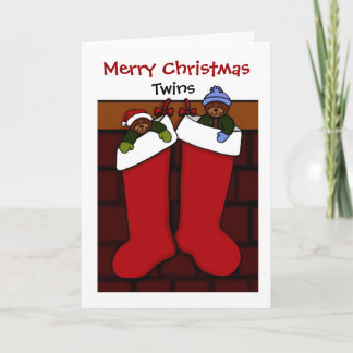 Cartes Pour Fêtes Annuelles Ours de Noël en bas jumeaux