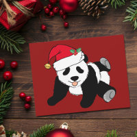 Ours de panda de Noël rouge mignon à Santa Hat