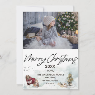Cartes Pour Fêtes Annuelles Ours de traîneau de forêt de bois Photo Joyeux Noë
