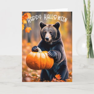Cartes Pour Fêtes Annuelles Ours d'Halloween avec Citrouille