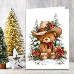 Cartes Pour Fêtes Annuelles Ours en peluche cow-boy de Noël