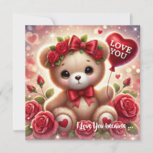 Cartes Pour Fêtes Annuelles Ours en peluche de la Saint-Valentin de dessin ani
