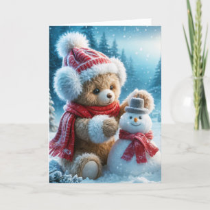 Cartes Pour Fêtes Annuelles Ours en peluche de Noël Construire un bonhomme de 