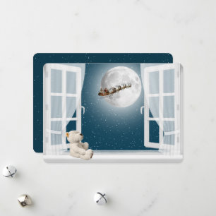 Cartes Pour Fêtes Annuelles Ours en peluche de Noël dans la fenêtre