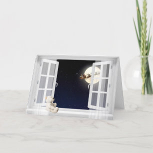 Cartes Pour Fêtes Annuelles Ours en peluche de Noël par fenêtre