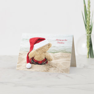 Cartes Pour Fêtes Annuelles Ours en peluche de Noël sur la plage
