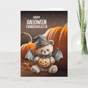 Cartes Pour Fêtes Annuelles Ours en peluche de petite-fille Sorcière et ailes