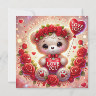 Cartes Pour Fêtes Annuelles Ours en peluche de Saint Valentin avec amour en ba