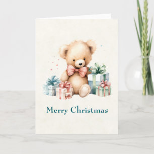 Cartes Pour Fêtes Annuelles Ours en peluche mignonne avec cadeaux de Noël
