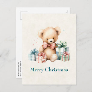Cartes Pour Fêtes Annuelles Ours en peluche mignonne avec cadeaux de Noël