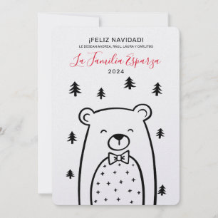 Cartes Pour Fêtes Annuelles Ours Feliz Navidad dans les bois