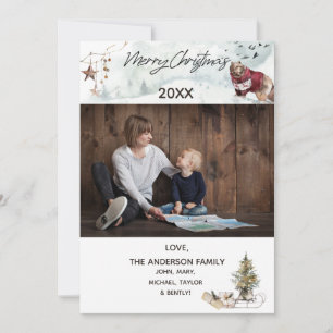 Cartes Pour Fêtes Annuelles Ours forestier boisé avec photo Joyeux Noël