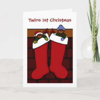 Cartes Pour Fêtes Annuelles ours jumeaux en bas de Noël