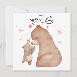 Cartes Pour Fêtes Annuelles Ours mère et ourson Joyeuse fête des mères