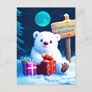 Cartes Pour Fêtes Annuelles Ours neige Noël Joie Aquarelle