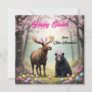 Cartes Pour Fêtes Annuelles Ours noir américain avec oreilles lapines