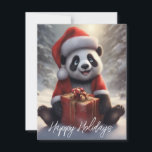 Cartes Pour Fêtes Annuelles Ours Panda Santa<br><div class="desc">Ours Panda Santa adorable et scène de neige en arrière-plan. Personnalisez facilement le texte</div>