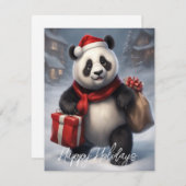 Cartes Pour Fêtes Annuelles Ours Panda Santa (Devant / Derrière)