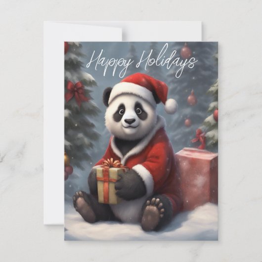 Cartes Pour Fêtes Annuelles Ours Panda Santa (Devant)