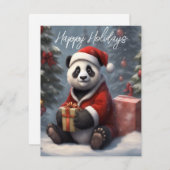 Cartes Pour Fêtes Annuelles Ours Panda Santa (Devant / Derrière)