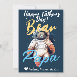 Cartes Pour Fêtes Annuelles Ours Papa Personnalisé Noms chic Simple Astronaute