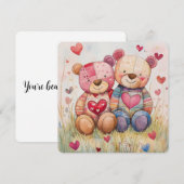 Cartes Pour Fêtes Annuelles Ours Patchwork de la Saint-Valentin (Devant / Derrière)