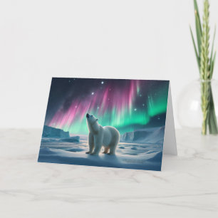 Cartes Pour Fêtes Annuelles Ours polaire Aurora Borealis aurores aurores auror