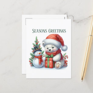 Cartes Pour Fêtes Annuelles Ours polaire de Noël festif ajouter le message