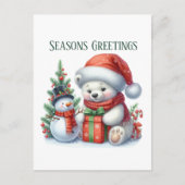 Cartes Pour Fêtes Annuelles Ours polaire de Noël festif ajouter le message (Devant)