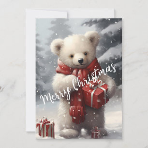 Cartes Pour Fêtes Annuelles Ours polaire de Noël mignon avec des cadeaux