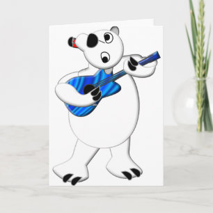 Cartes Pour Fêtes Annuelles Ours polaire de Rockin avec guitare